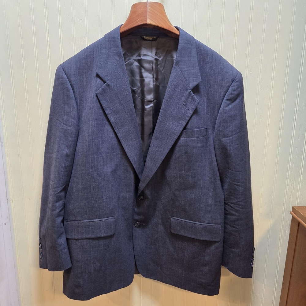 Vintage Palm Beach Blazer Mens 48 Regular Blue 100% Wool Sport Coat Jacket USA